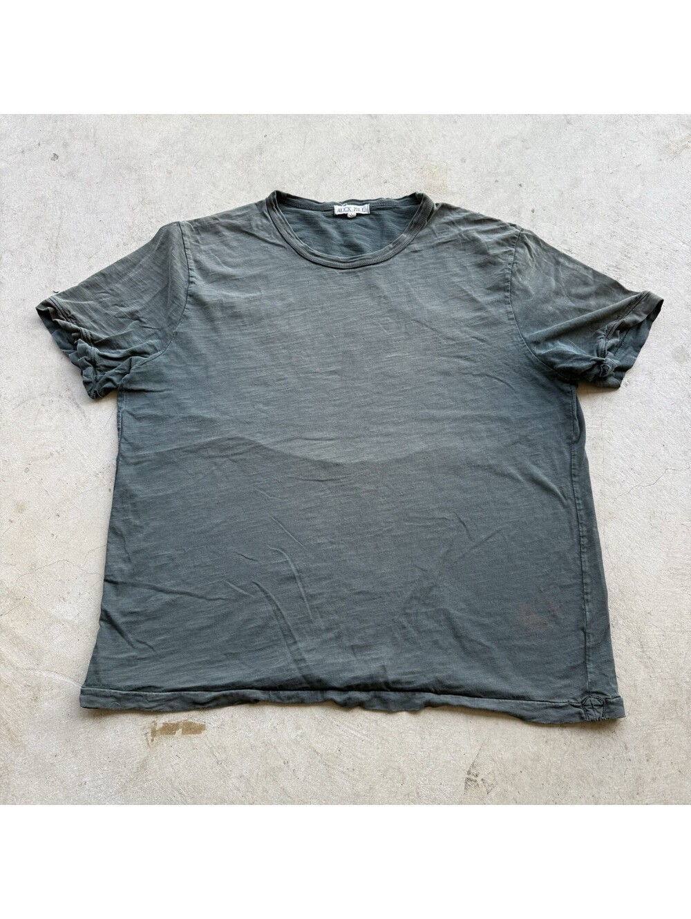 Alex Mill Shirt Crew Neck Short Sleeve Large Mens Green Cotton Worn Faded